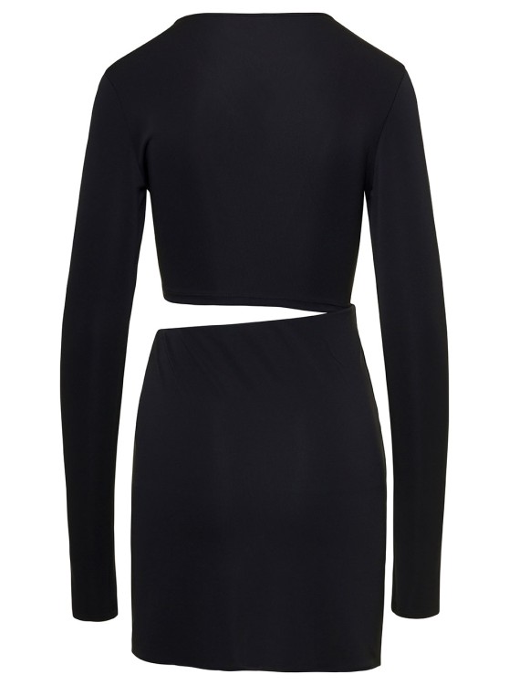 Shop Andamane Black Asymmetric Cut-out Minidress In Polyester