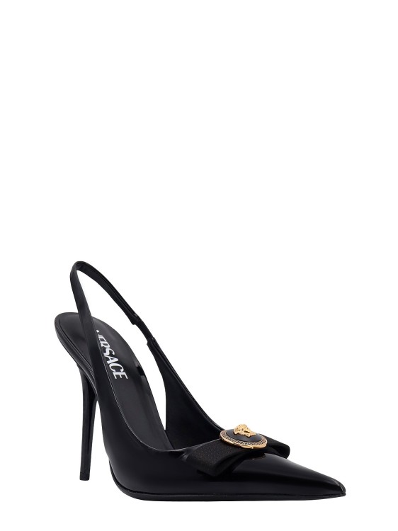 Versace Gianni Ribbon Medusa Patent Slingback Pumps In Black