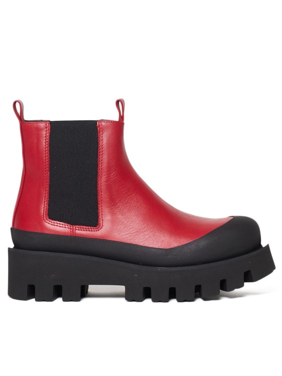 Paloma Barceló Red Leather Chelsea Boots