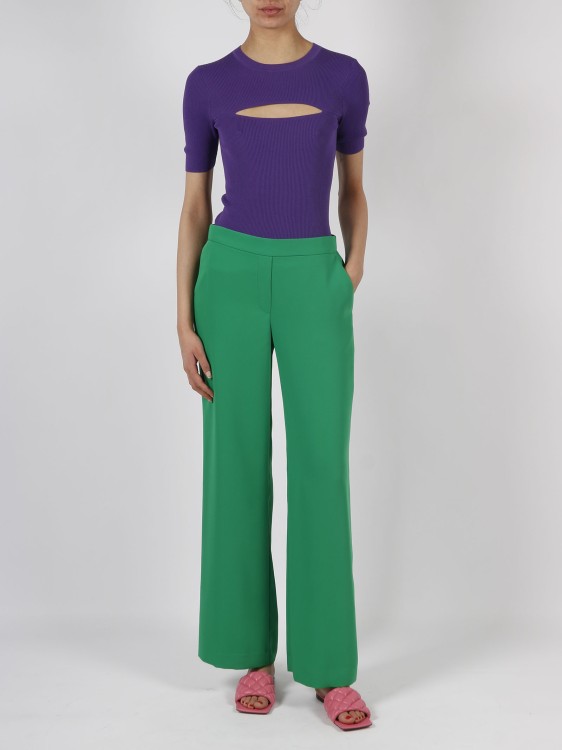 Shop P.a.r.o.s.h Panty Wide Leg Trousers In Green