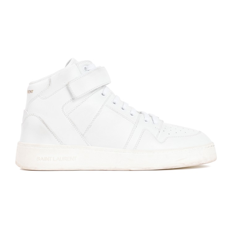 Shop Saint Laurent Optical White Leather Jefferson Sneakers