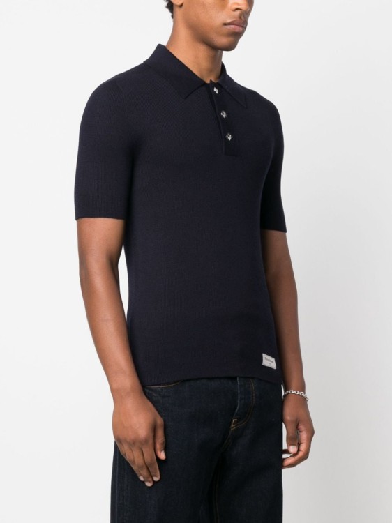 Shop Balmain Logo-patch Wool Polo Shirt In Black