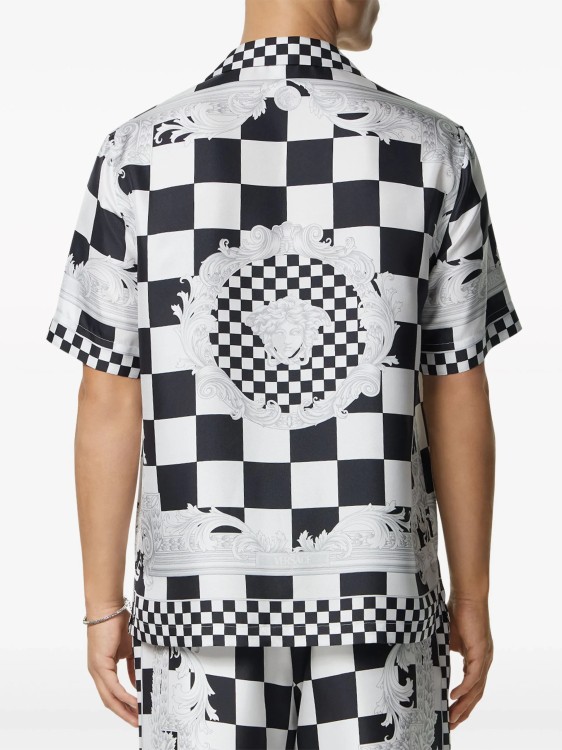 Shop Versace Barocco Checkerboard-print White/black Shirt
