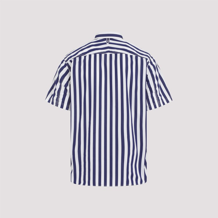 Shop Junya Watanabe White And Navy Striped Cotton Shirt In Grey