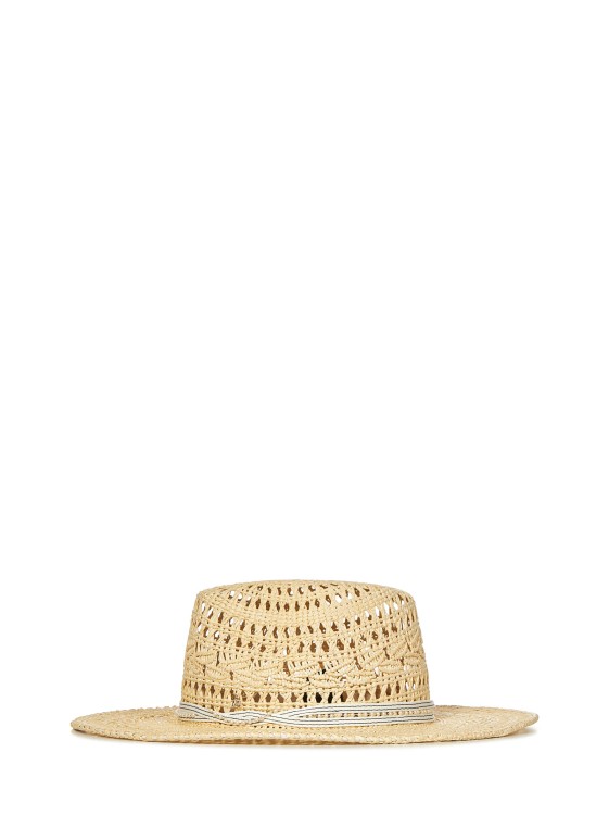Shop Maison Michel Natural-colored Cannage Paper Straw Fedora Hat In Neutrals
