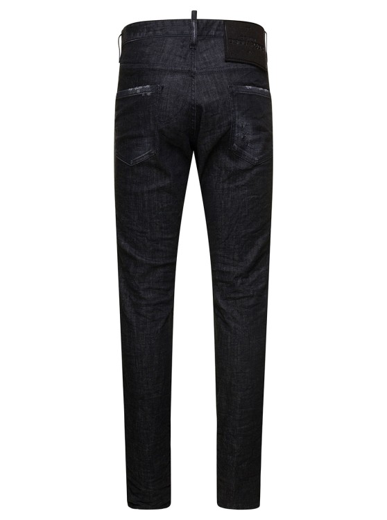 Shop Dsquared2 Cool Guy' Black Five Pockets Jeans With Used Wash In Stretch Cotton Denim