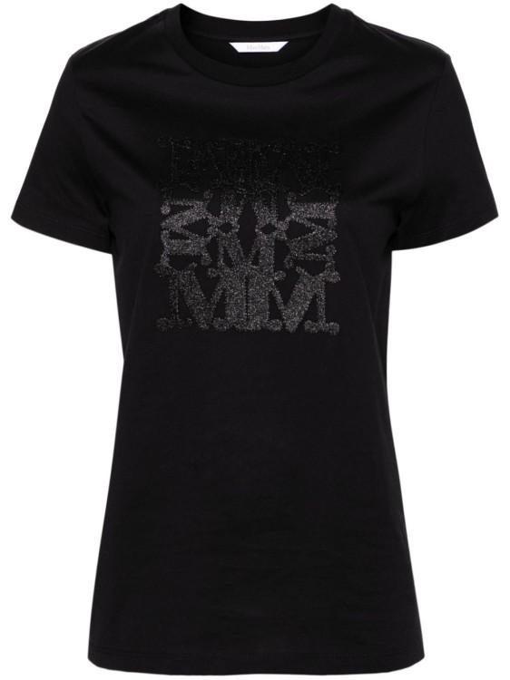 Shop Max Mara Embroidered Logo T-shirt In Black