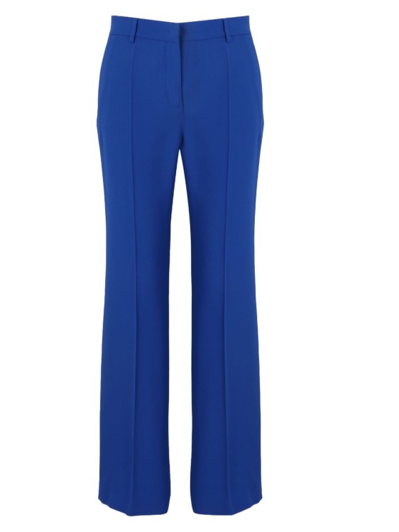 Shop Alberta Ferretti Tailored Enver Satin Trousers In Blue