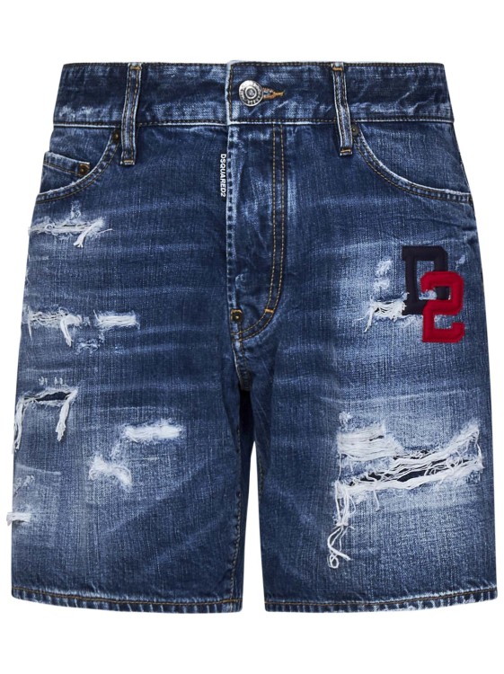 Shop Dsquared2 Cotton Denim Bermuda Shorts In Blue