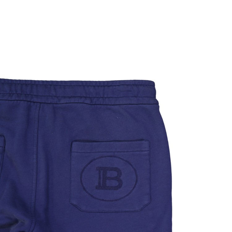 Shop Balmain Cotton Logo Pants In Blue