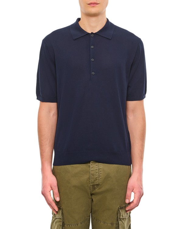 Shop Closed Short Sleeve Cotton Polo In Blue