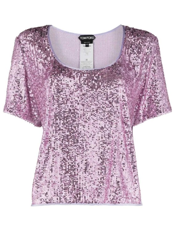 Tom Ford Pink All Over Sequins T-shirt In Purple