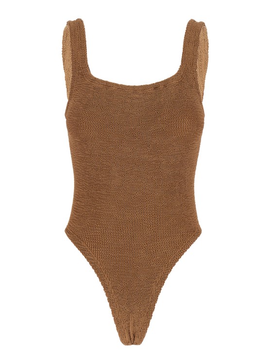 Shop Hunza G Brown One-piece Swimsuit
