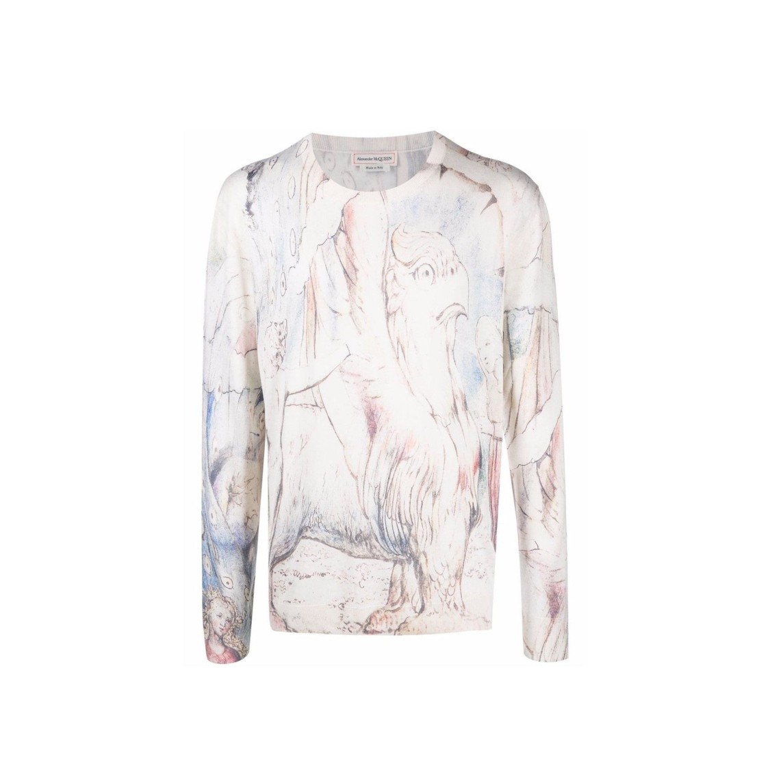 Alexander Mcqueen William Blake Dante Print Pullover Men In White