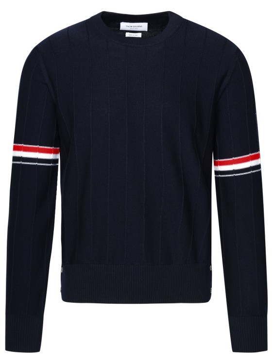 Shop Thom Browne Blue Virgin Wool Sweater In Black