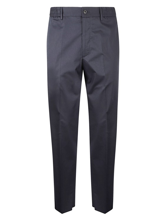Shop Tagliatore Navy Blue Cotton Trousers