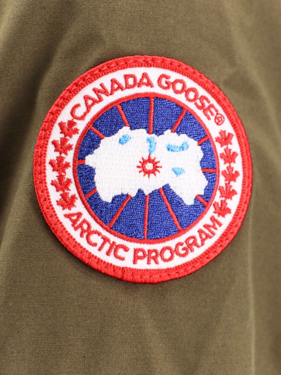 Shop Canada Goose Cotton Blend Jacket With Logo Patch In Brown