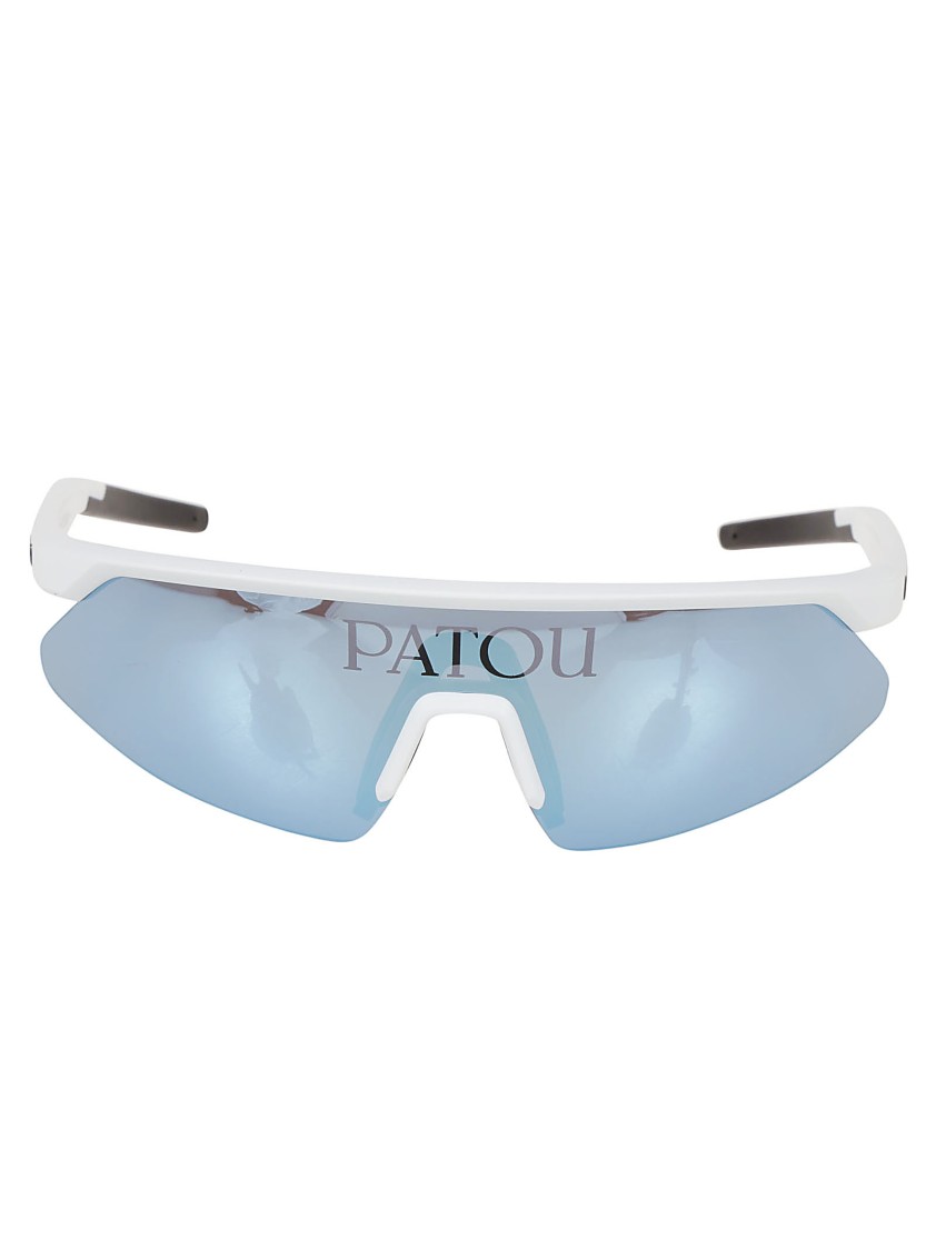 Patou Curved Lens Sunglasses With Contrast Arms In Blue