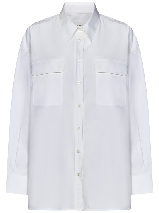 Shop Armarium Leo White Cotton Poplin Oversized Shirt
