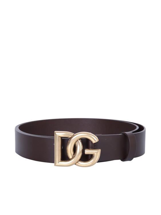 Dolce & Gabbana Brown Leather Belt In Black