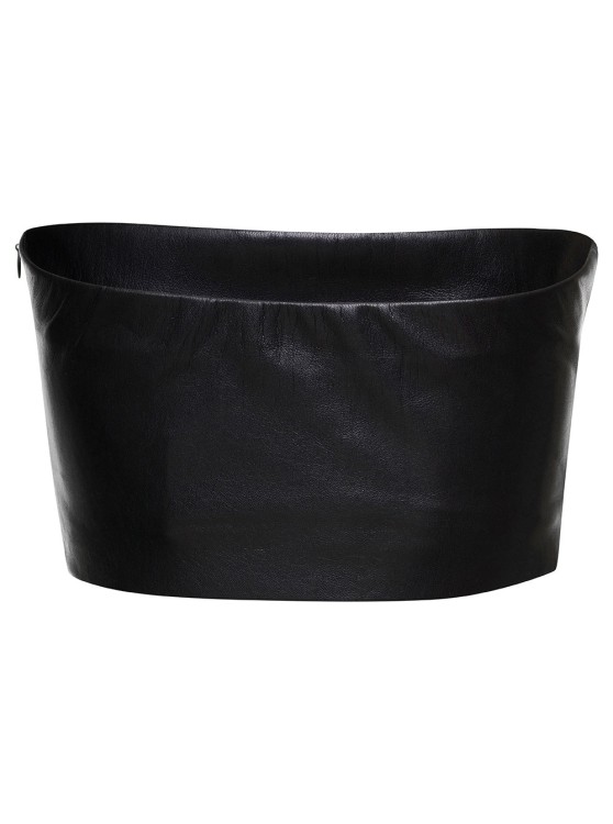 Shop Andamane Black Bandeau Tube Top Crop Faux Leather In Polyester