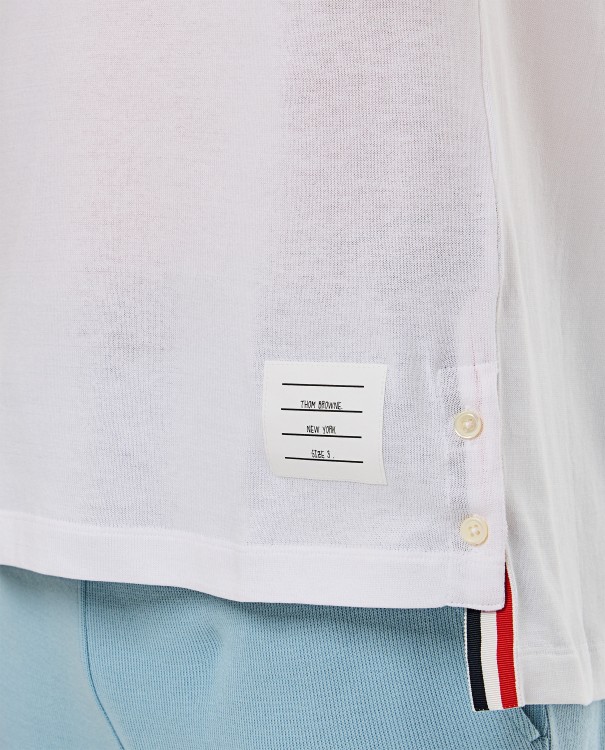 Thom Browne Lightweight Striped Cuff Cotton T-shirt In White