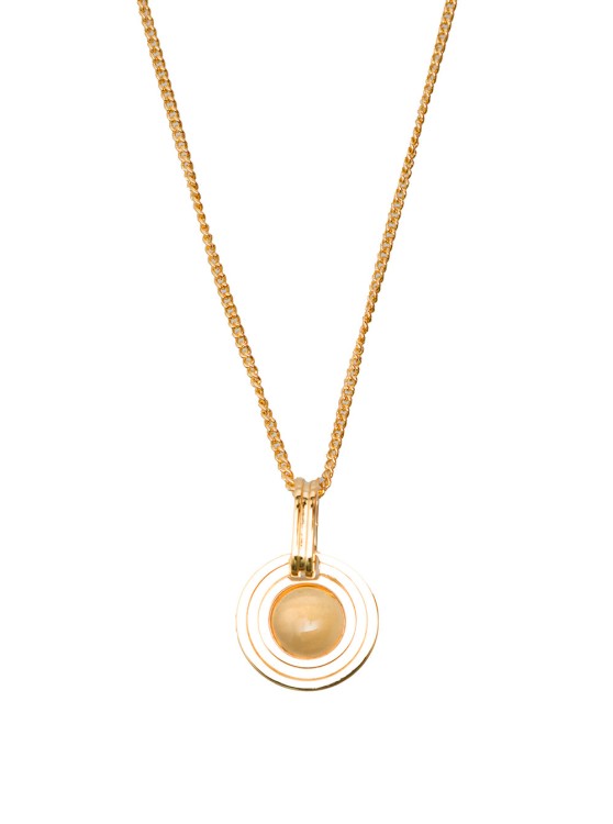 Shop Leda Madera Sohpia Gold Plated Brass Necklace With Yellow Stone Detail In Not Applicable