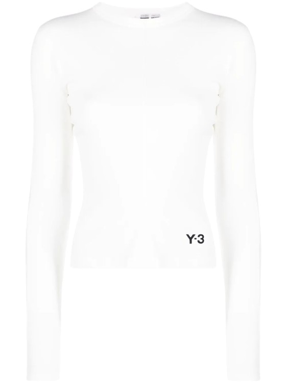 Y-3 WHITE FITTED T-SHIRT L/S