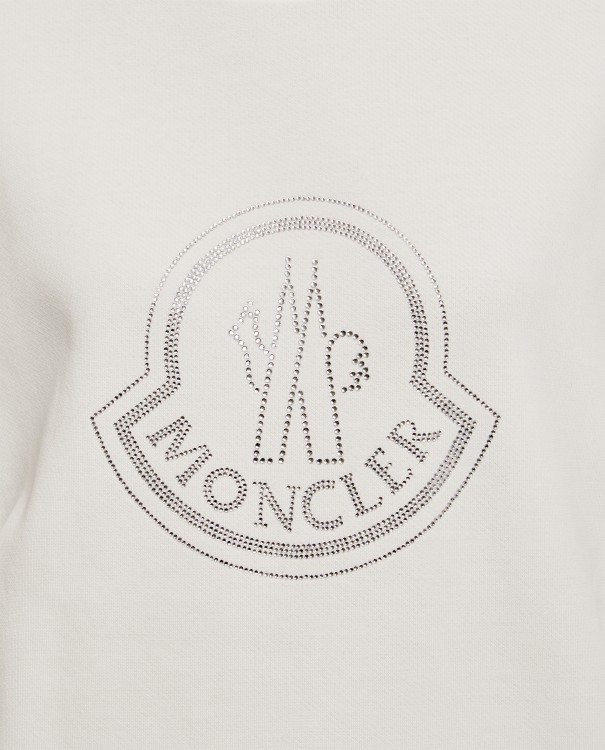 Shop Moncler Strass Logo Cotton Sweatshirt In White