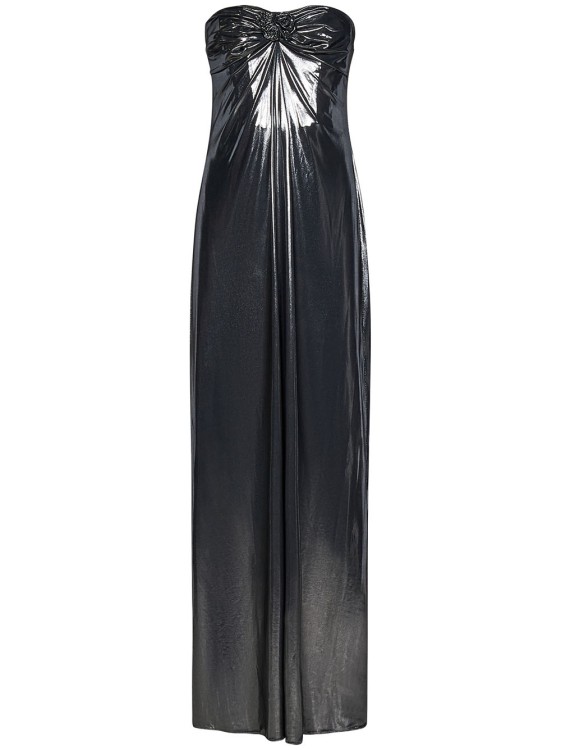 Shop Magda Butrym Silver Strapless Maxi Dress