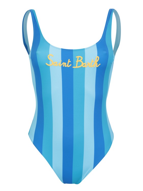 Mc2 Saint Barth Blue Striped One-piece Swimming Suit In Blue