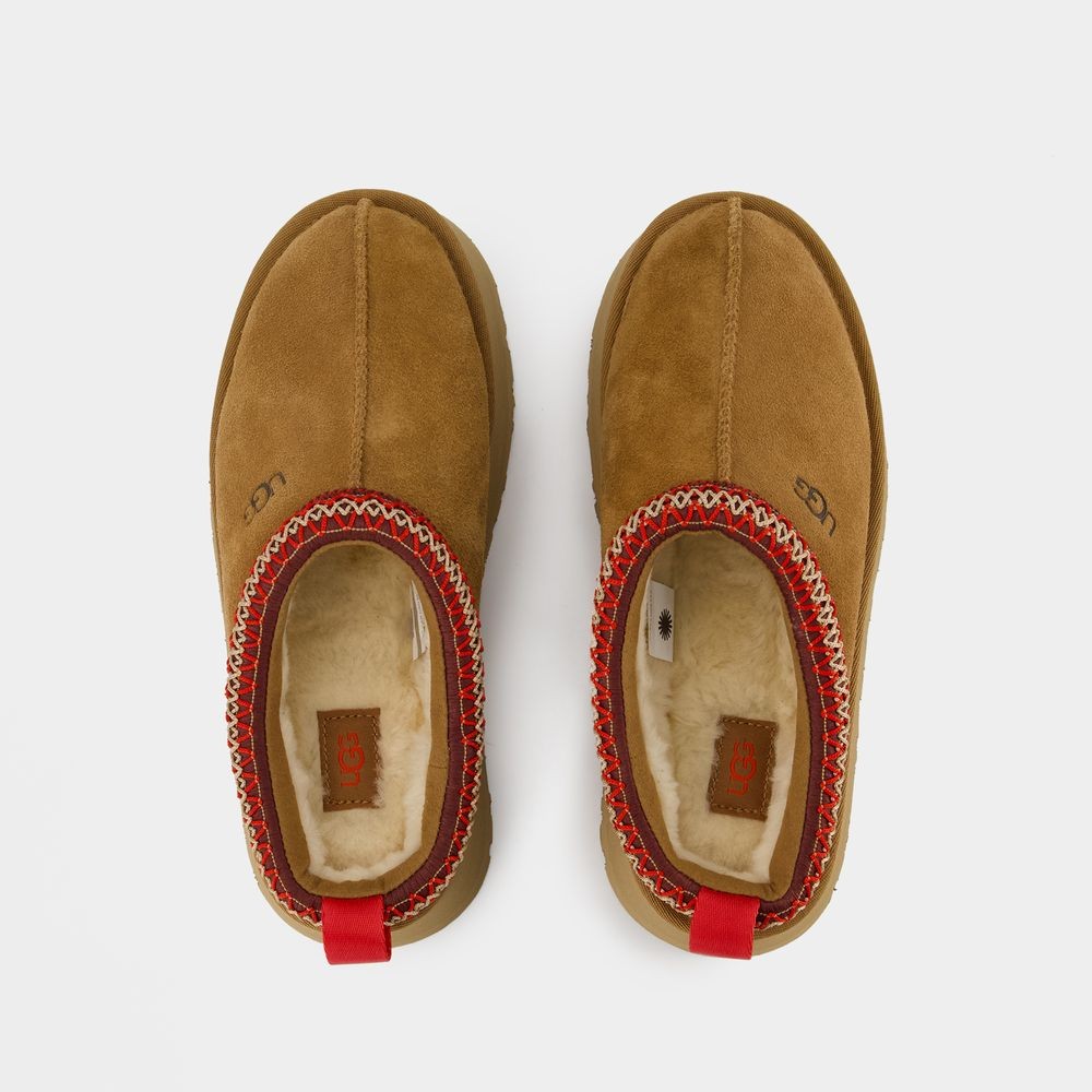 UGG UGG TAZZ SLIDES - LEATHER - CHESTNUT 