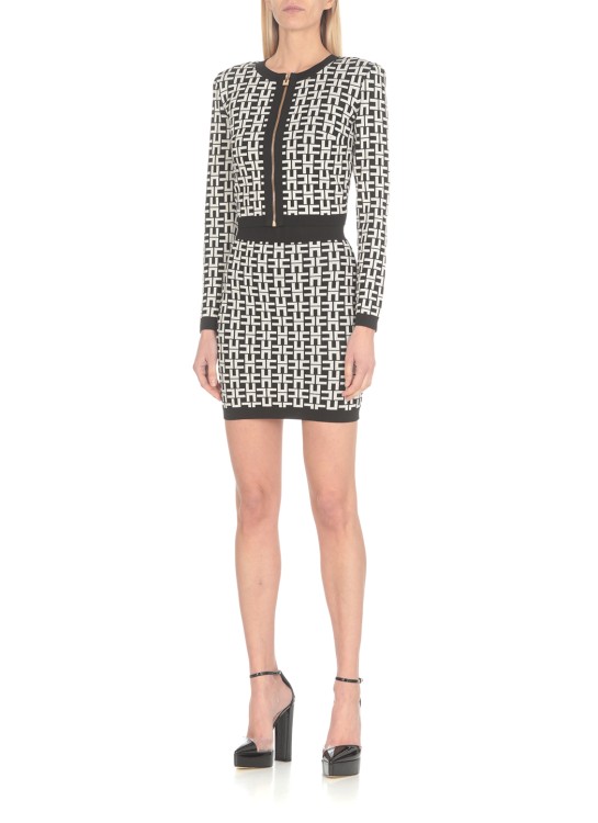 Shop Elisabetta Franchi Knitted Mini Skirt In Grey