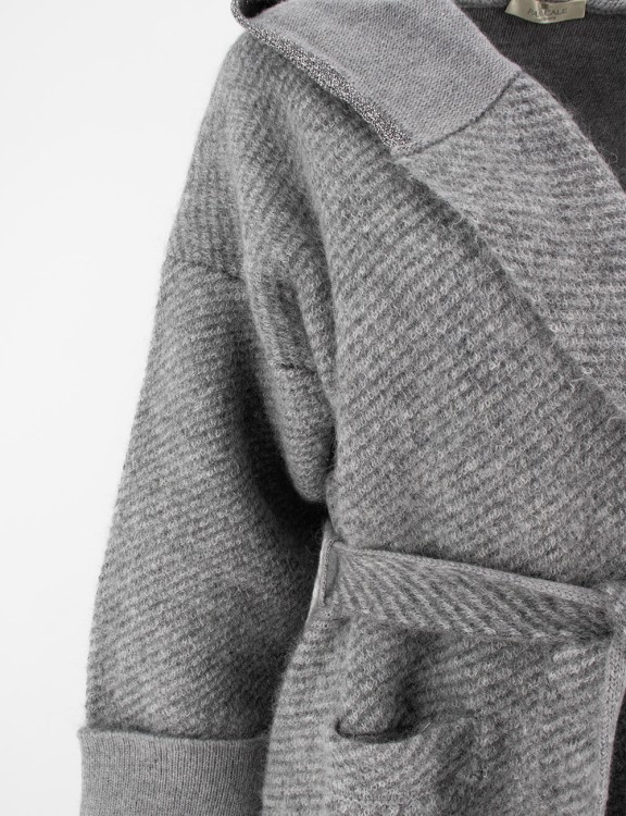 Shop Panicale Grey Belted Hoodie Coat