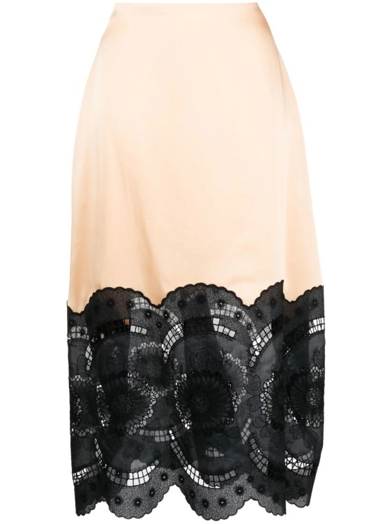 Shop Stella Mccartney Multicolor Broderie-anglais Midi Skirt In Neutrals