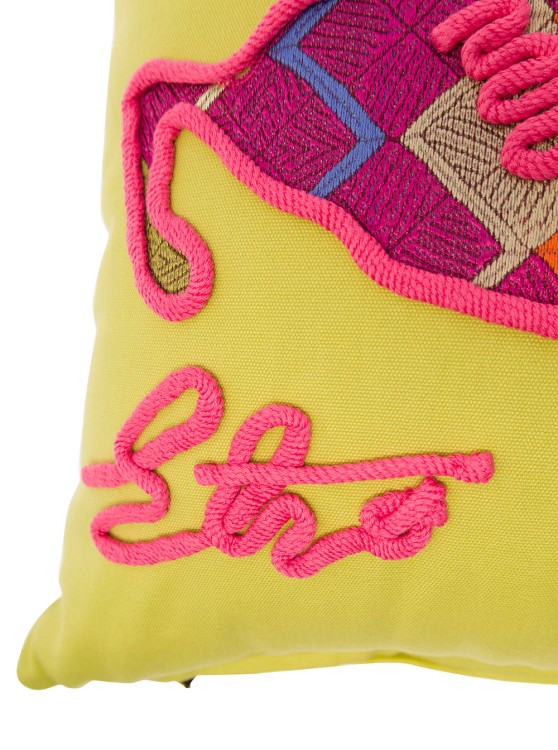 Shop Etro Embroidered Cushion 45x45 Cotton In Yellow