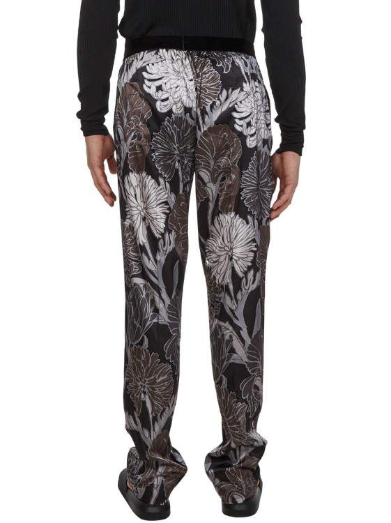 Shop Tom Ford Foral Gray Silk Satin Pajama Pants In Grey