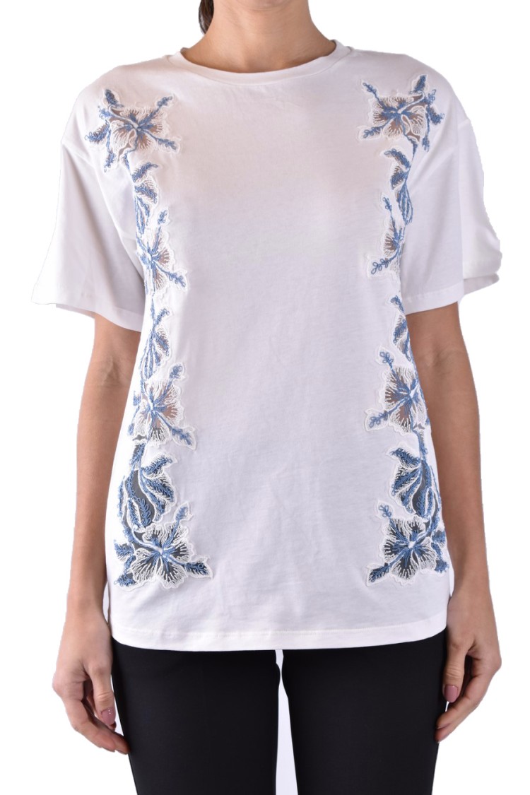 Ermanno Embroidered Cotton T-shirt With Unique Floral Design And Relaxed Fit In White