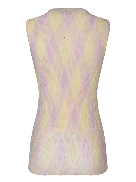 Burberry Crew-neck Argyle Intarsia-knit Top In Yellow