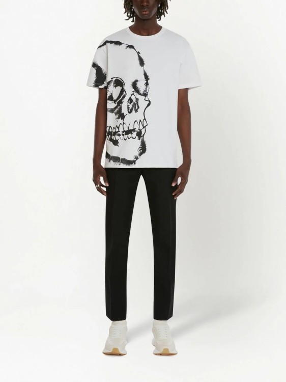 Shop Alexander Mcqueen White Watercolor Skull T-shirt