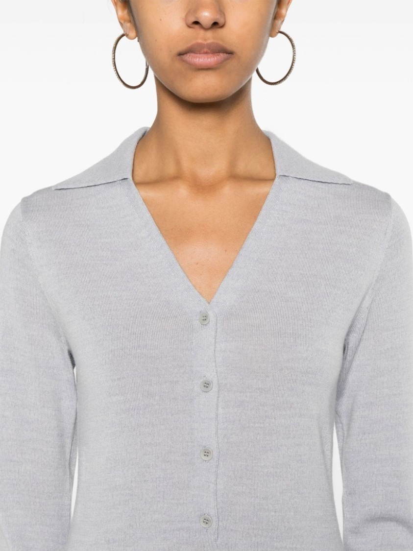 Calvin Klein Midi Wool Dress In Grey