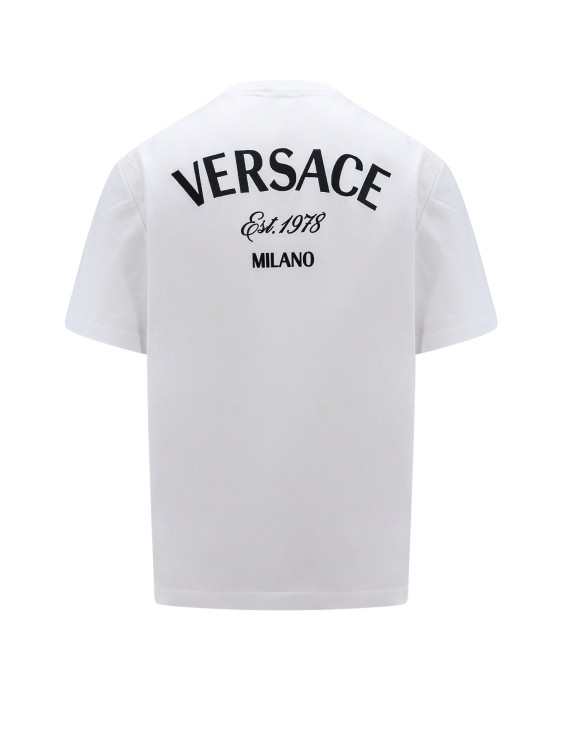 Shop Versace Cotton Jersey T-shirt With Logo Embroidery In White