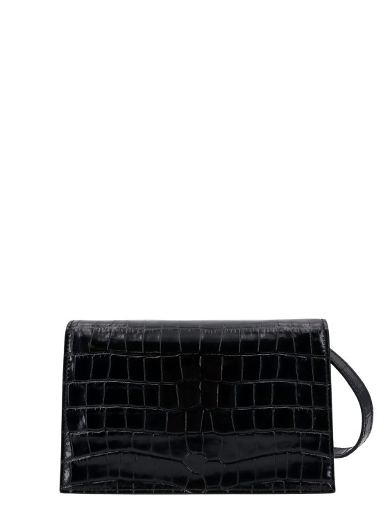 Shop Coperni Croco Leather Clutch With Frontal Logo Patch In Black