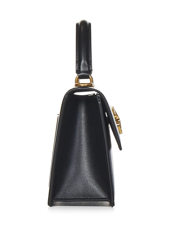 Shop Off-white Black Calf Leather Top Handle Bag