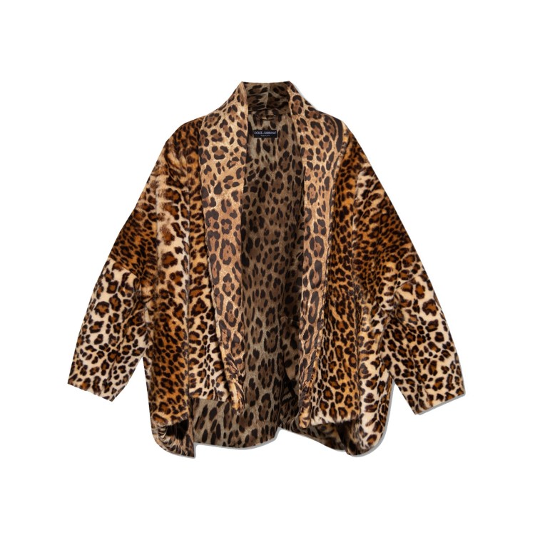 Shop Dolce & Gabbana Leopard Faux Fur Jacket In Brown