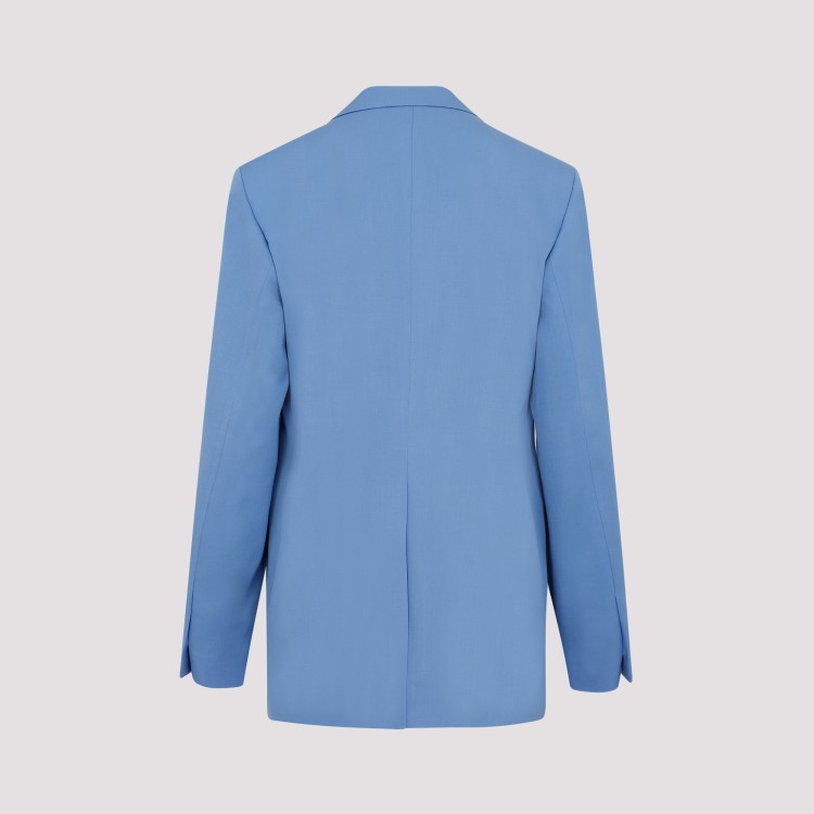 Dries Van Noten Double Breast Wool Jacket With Notch Lapel In Blue