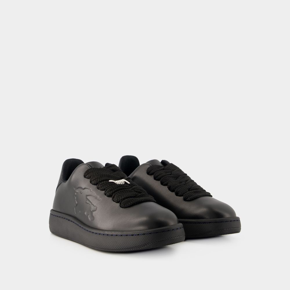 Shop Burberry Lf Box Sneakers - Leather - Black