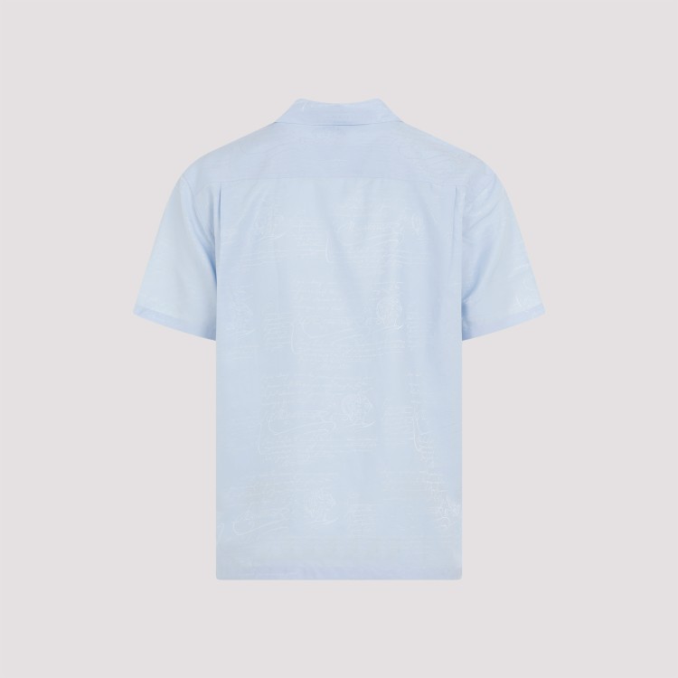 Shop Berluti Light Blue Silk Shirt In White