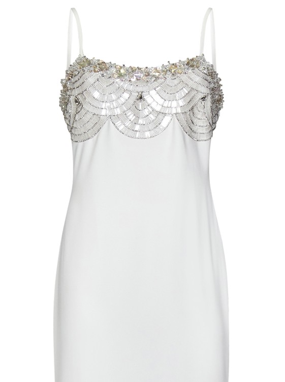 Shop Amen Long Off-white Crêpe Dress