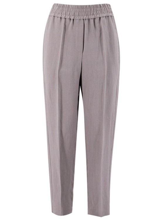 Brunello Cucinelli Grey Viscose And Linen Trousers